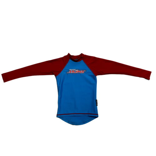 Second Skins Boys UV Retro Sun LS Rash 5-6 Years Blue Red