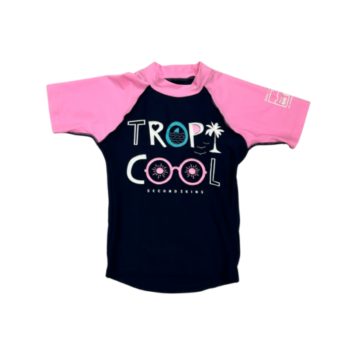 Second Skins Girls UV Girls Tropicool  SS Rash 5-6 Years Navy Hollywood
