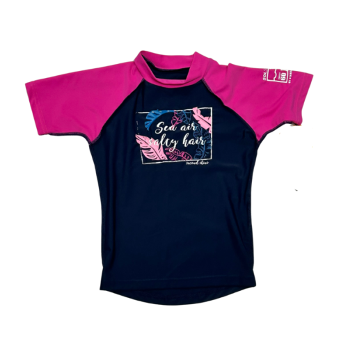 Second Skins Girls UV Sea Air SS Rash Navy Cerise