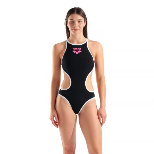 Arena Womens Arena One Big Logo One Piece Swimsuit Black White