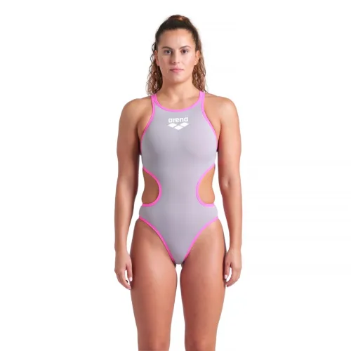 Arena Womens One Big Logo One Piece Swimsuit Sea Foam Fluo Pink